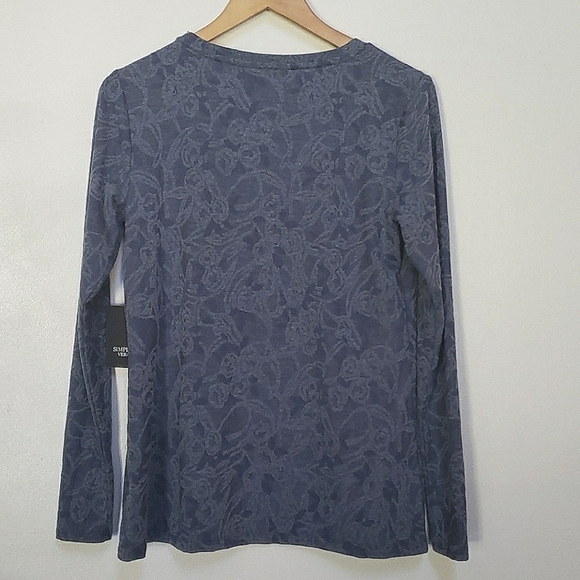 Simply Vera Vera Wang Long Sleeve Blue Top Sz S - Picture 5 of 5